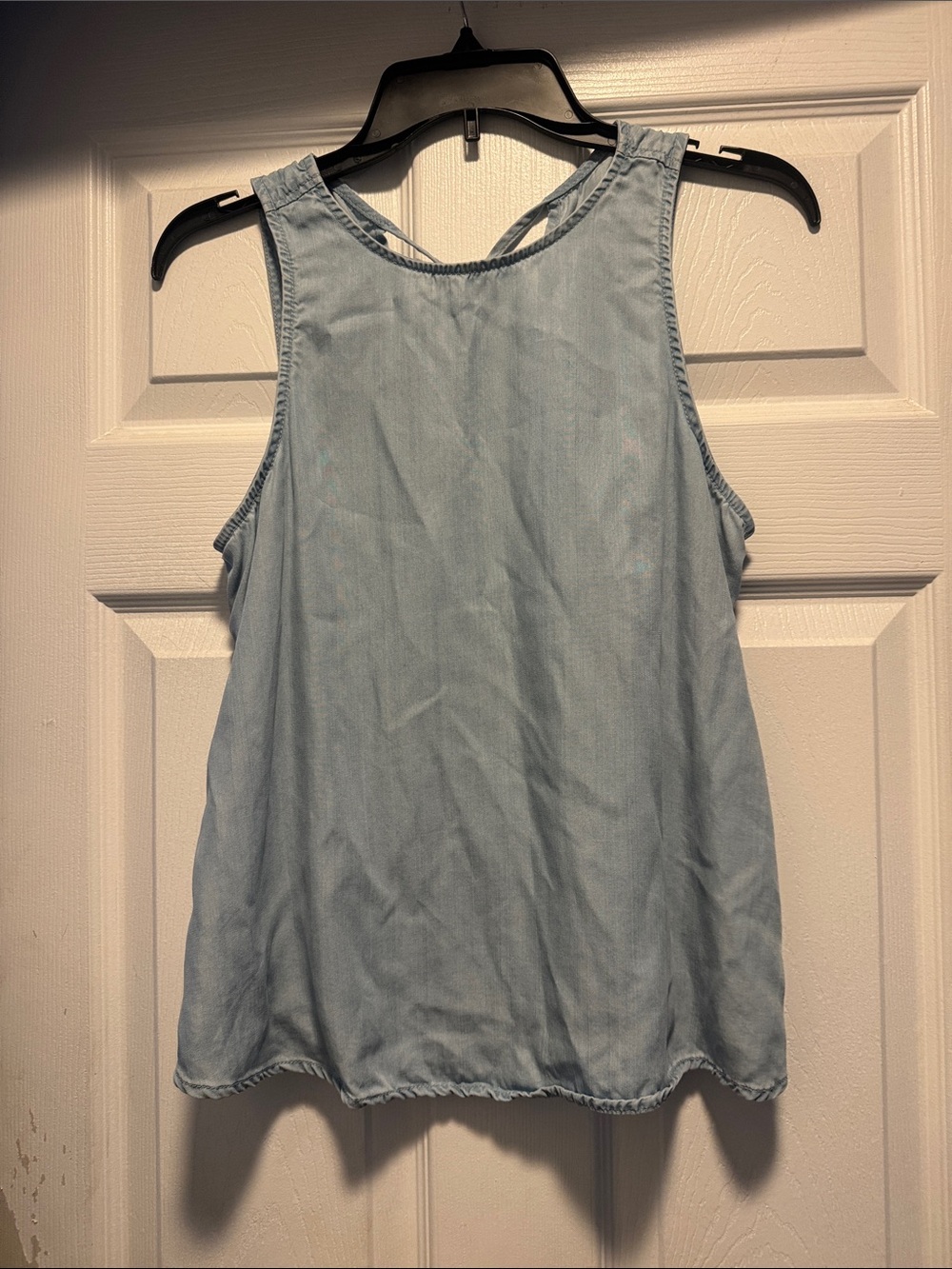 GAP Light Blue Chambray Tank with Back Strap Detail